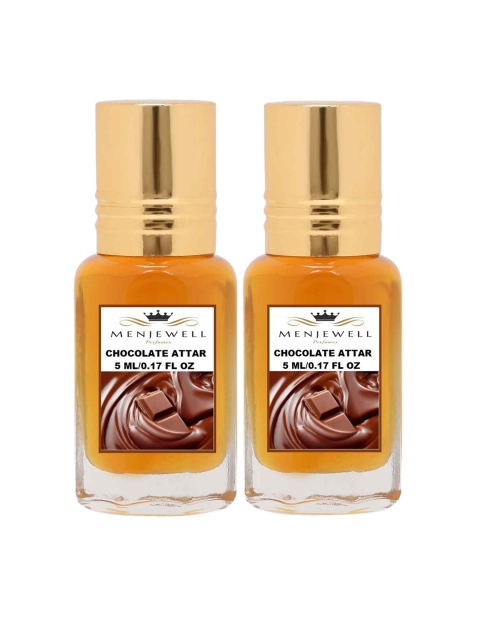 

Menjewell Unisex Pack of 2 Chocolate Attar - 5 ml Each, Transparent