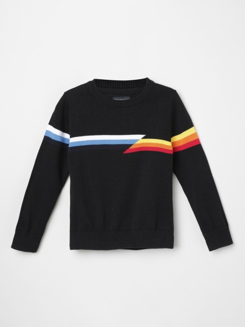 max Boys Black Striped Pullover