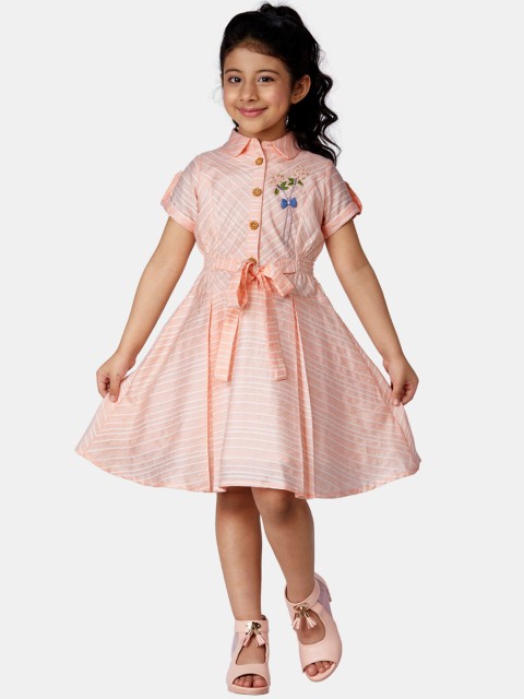

Peppermint Girls Peach Striped Dress