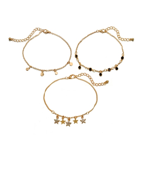 

YoungWildFree Set Of 3 18K Gold-Plated Anklets, Silver
