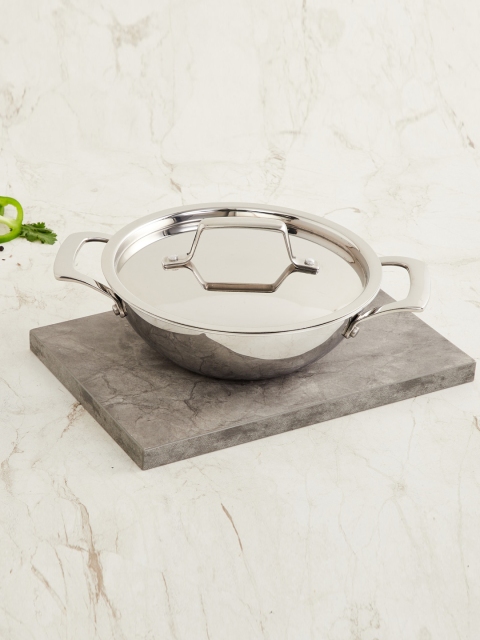

Home Centre Silver-Toned Wok With Lid