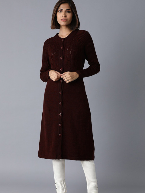 

W Women Women Maroon Acrylic Straight Kurta