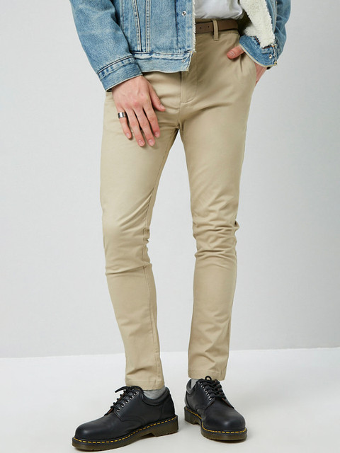 

FOREVER 21 Men Beige Regular Trousers
