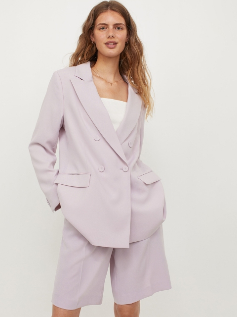 

H&M Women Purple Double Breasted Jacket