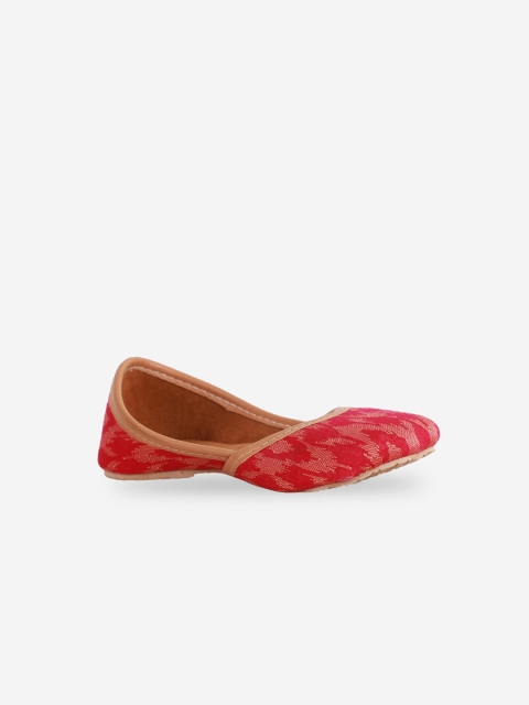 

YK Girls Red Woven Design Mojaris Flats