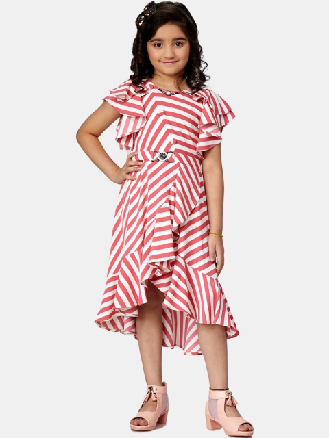 

Peppermint Mauve Striped Satin Midi Dress