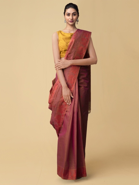 

Unnati Silks Women Rust Pure Handloom Mysore Cotton Saree