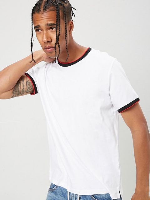 

FOREVER 21 Men White Cotton Pure Cotton T-shirt