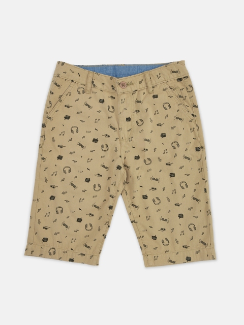 

Pantaloons Junior Boys Khaki Conversational Printed Mid-Rise Regular Cotton Shorts