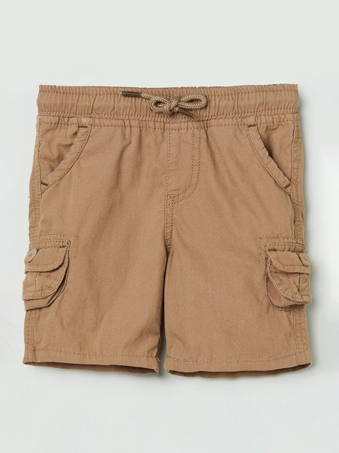 

max Boys Khaki Mid-Rise Cargo Shorts