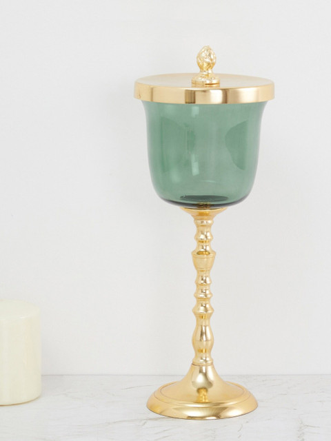 

Home Centre Gold-Toned & Green Solid Alchemy Deco Jar With Lid