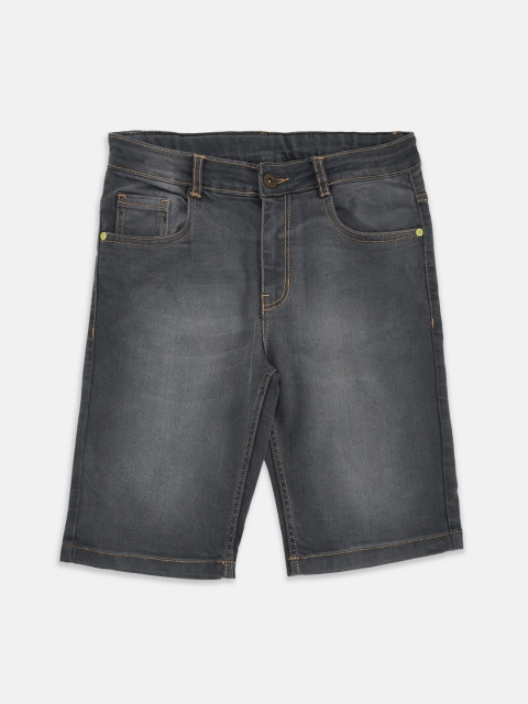 

Pantaloons Junior Boys Grey Washed Mid-Rise Denim Shorts