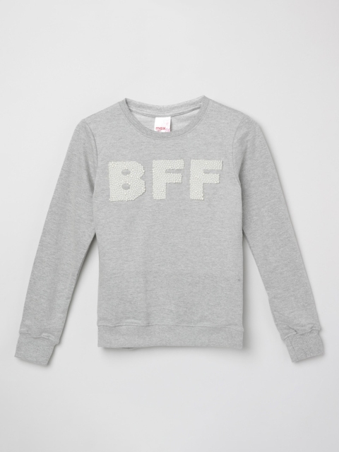 max Girls Grey Printed Sweatshirt