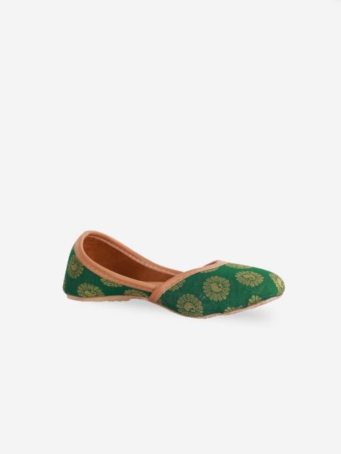 

YK Girls Green Ethnic Mojaris Flats