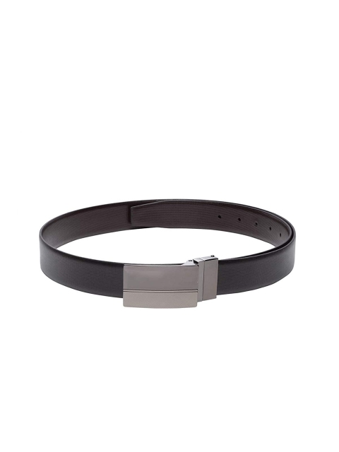 

Teakwood Leathers Men Black Textured Leather Reversible Belt