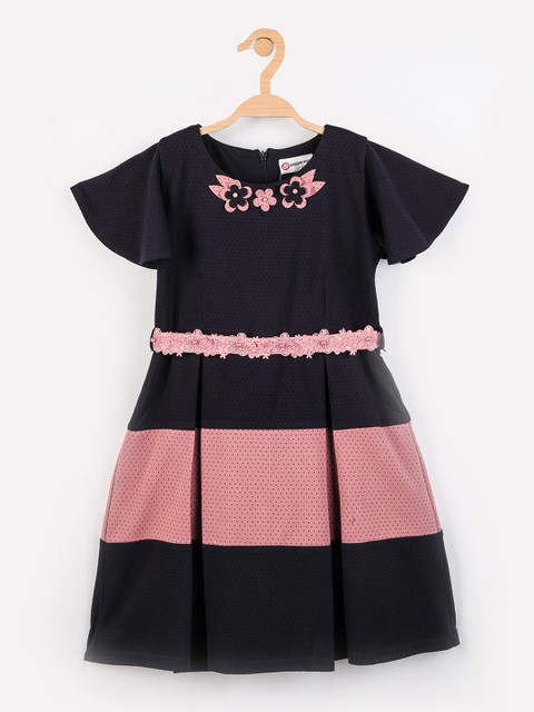 

Peppermint Black & Pink Colourblocked Satin Dress