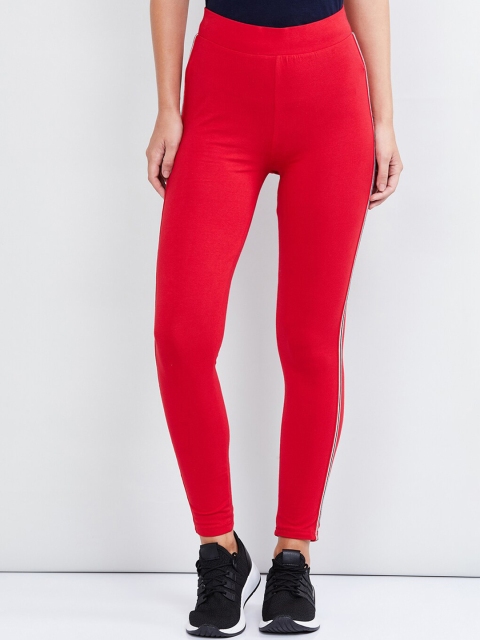 max Women Red Solid Track Pants