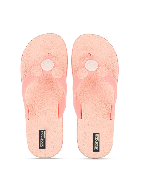 

Shoetopia Women Peach Solid Thong Flipflops