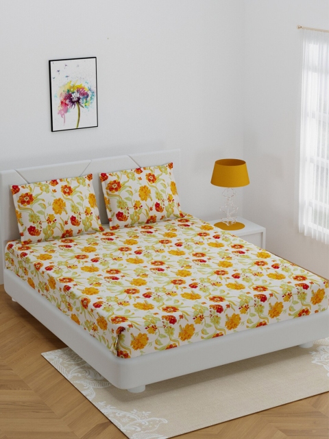 

BOMBAY DYEING Multi Floral Print 144 TC Premium Queen Size Bedsheet with 2 Pillow Covers