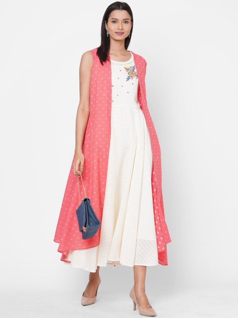 

ZOLA Pink Layered Midi Cotton Dress with Jacket
