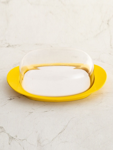 

Home Centre Yellow & Transperent Solid Plastic Micasa Oval Butter Dish