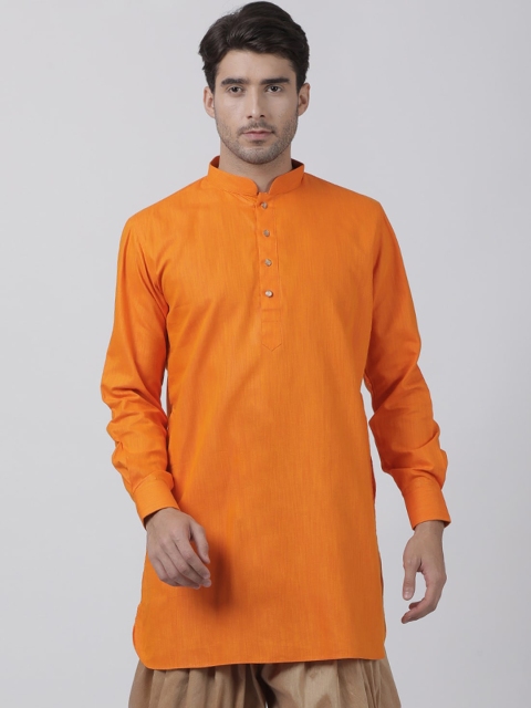 

VASTRAMAY Men Orange Solid Kurta