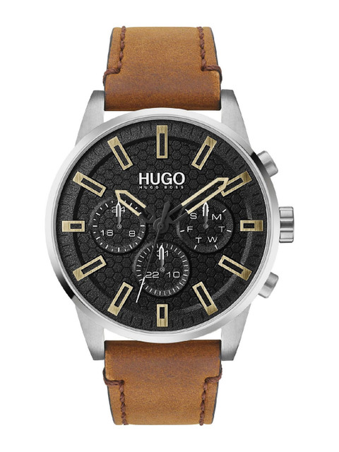 

Hugo Boss Men Silver Dial & Brown Leather Straps Analogue Multi Function Watch 1530150