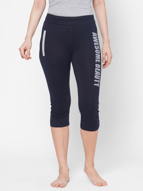 

Sweet Dreams Women Navy Blue & White Printed Slim Fit 3/4th Lounge Pants