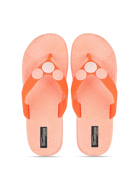 

Shoetopia Women Orange & Pink Embellished Thong Flip-Flops