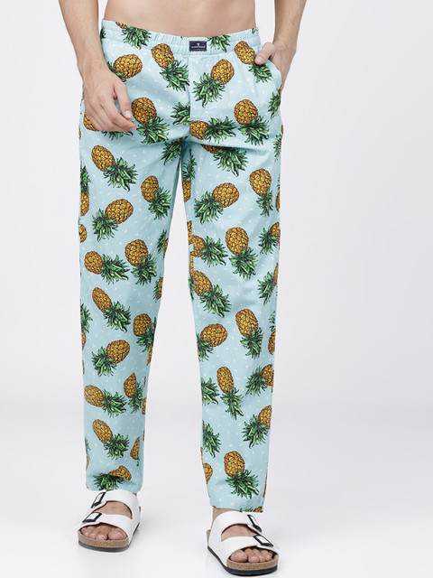 

The Indian Garage Co Men Blue & Yellow Printed Cotton Lounge Pants