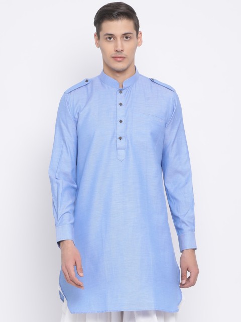 

VASTRAMAY Men Blue Thread Work Kurta