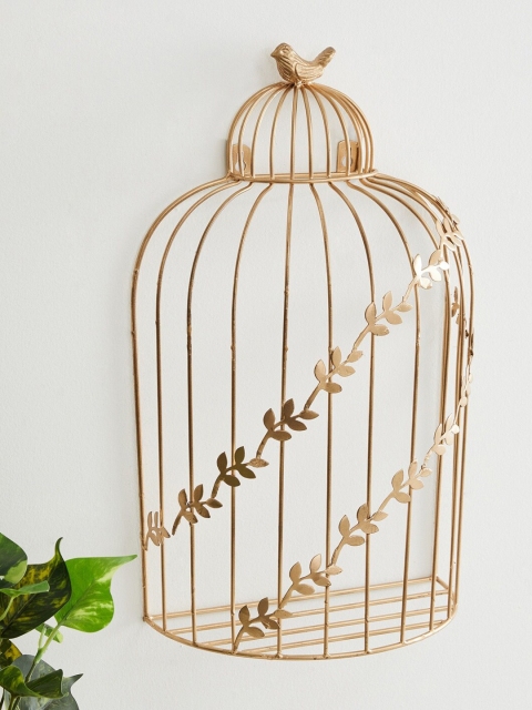 

Home Centre Gold-Toned Athena Wall Mounted Decorative Bird Cage Showpiece