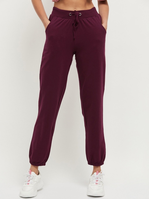 

max Women Purple Solid Pure Cotton Joggers