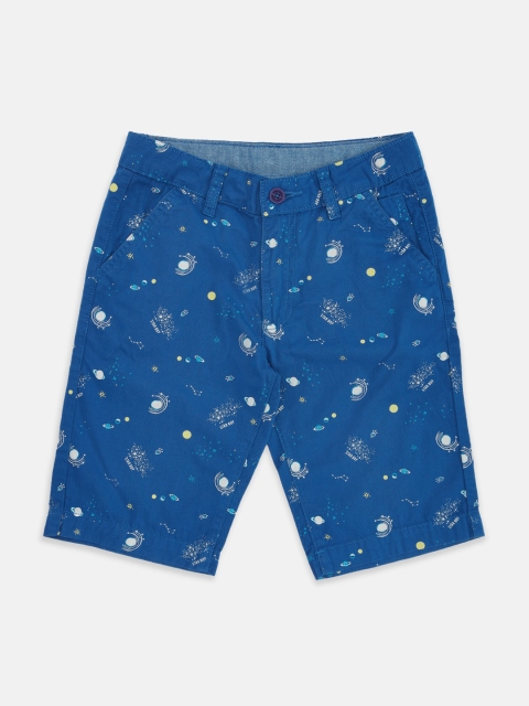 

Pantaloons Junior Boys Blue Conversational Printed Mid-Rise Regular Cotton Shorts