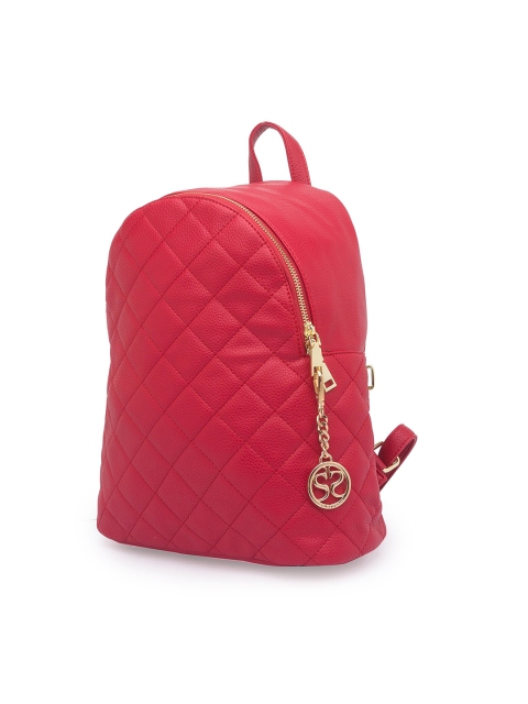 

Sole To Soul Women Red Textured Backpack With Pouch