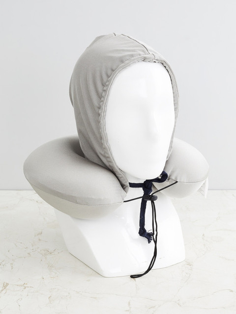 

Home Centre Grey Travel Textured Neck Pillow with Hoodie