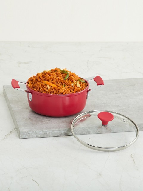 

Home Centre Red Solid Metal Sweetshop Mini Casserole with Lid
