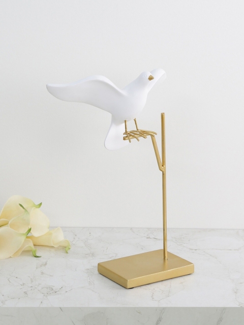 

Home Centre Gold-Toned & White Polyresin Amaze Flying Bird On Stand Figurine Showpiece