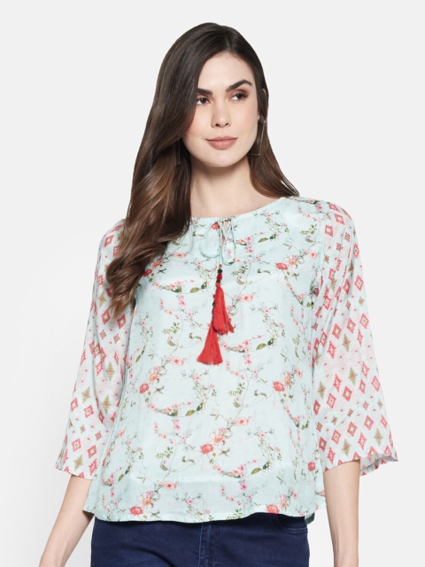 

Monte Carlo Green & Pink Floral Regular Top