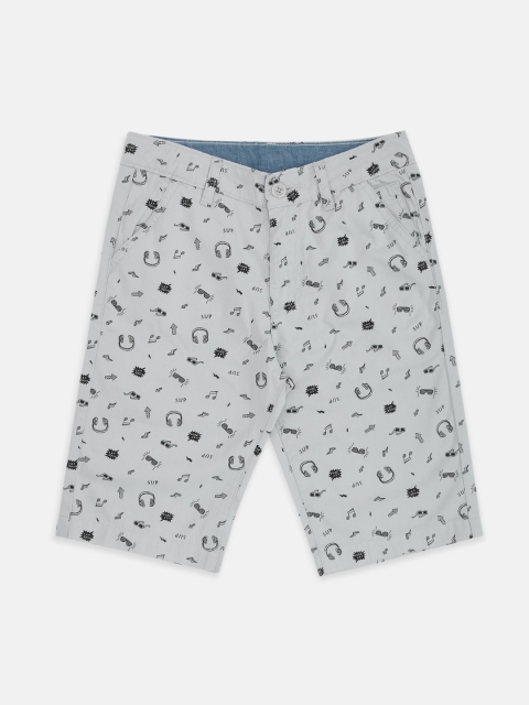 

Pantaloons Junior Boys Grey Printed Mid-Rise Regular Shorts