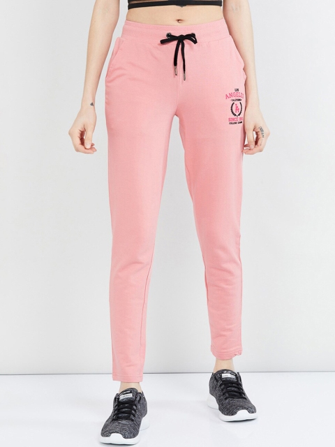 

max Women Mauve Pink Solid Pure Cotton Track Pants