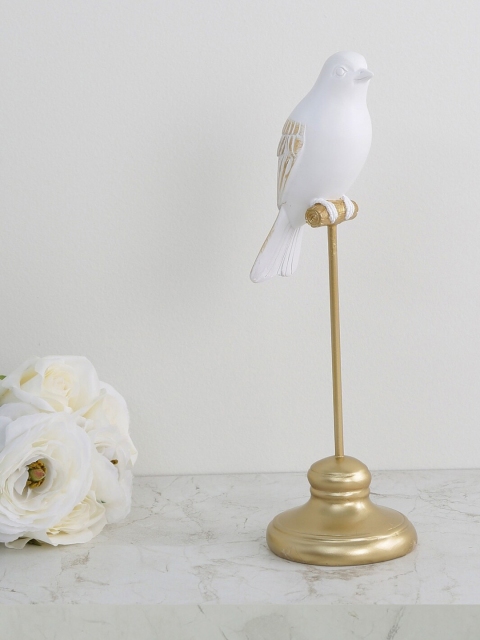 

Home Centre Gold-Toned & White Amaze Bird On Stand Table Accent Showpiece