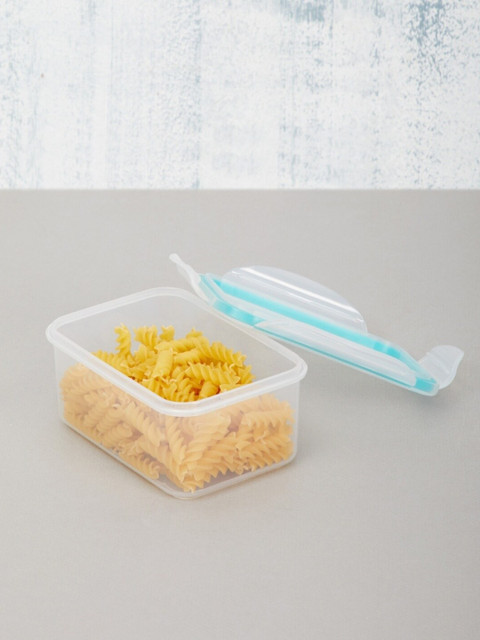 

Home Centre Transparent & Blue Solid Palestine Rectangular BPA-Free Plastic Container 600 ML