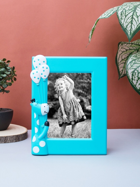 

Golden Peacock Blue & White Giraffe Embossed Table Photo Frame