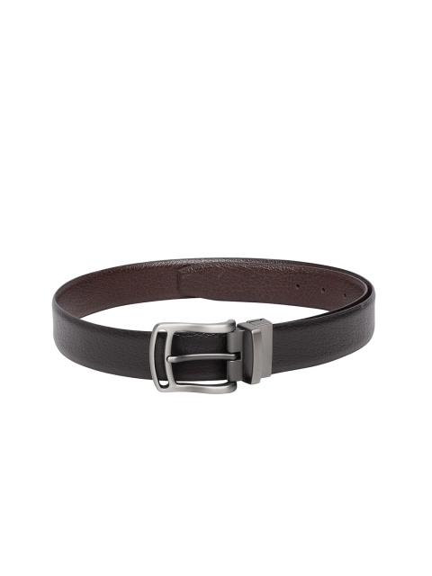 

Teakwood Leathers Men Black Textured Leather Reversible Formal Belt