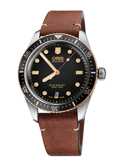 Oris Men Black Dial & Brown Leather Straps Analogue Automatic Motion Powered Watch