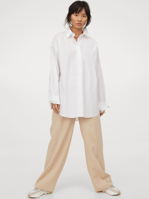 

H&M Women White Cotton Poplin Shirt