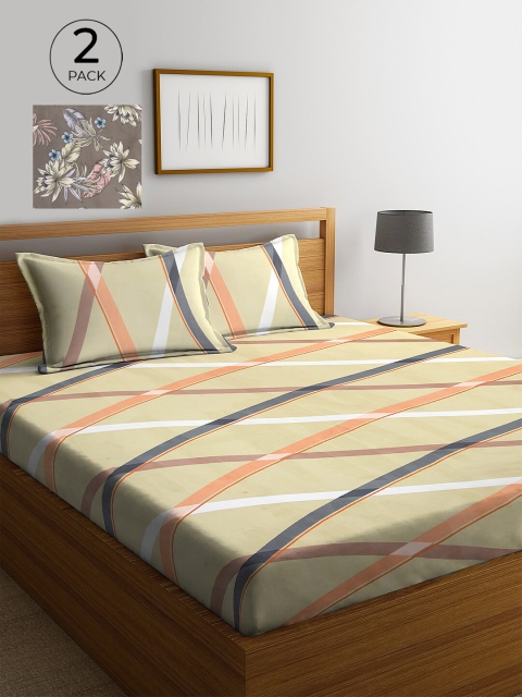 

KLOTTHE 210 TC 2 King Bedsheet with 4 Pillow Covers, Cream