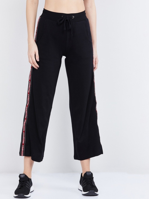 

max Women Black Solid Pure Cotton Track Pants