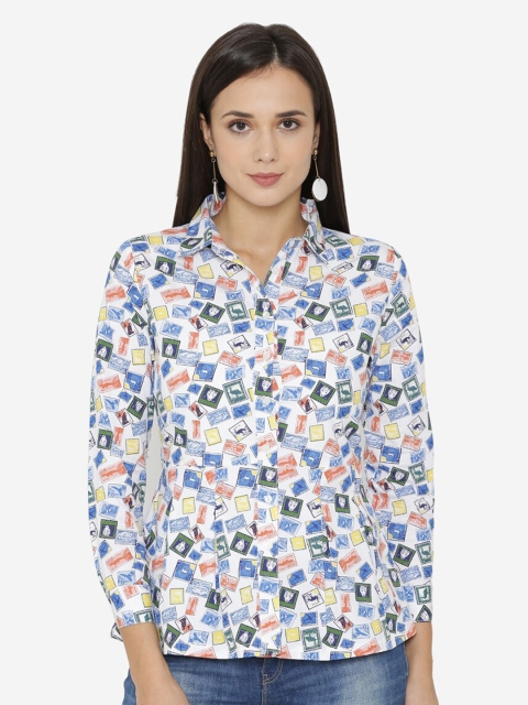 

Yaadleen Women White Printed Casual Shirt